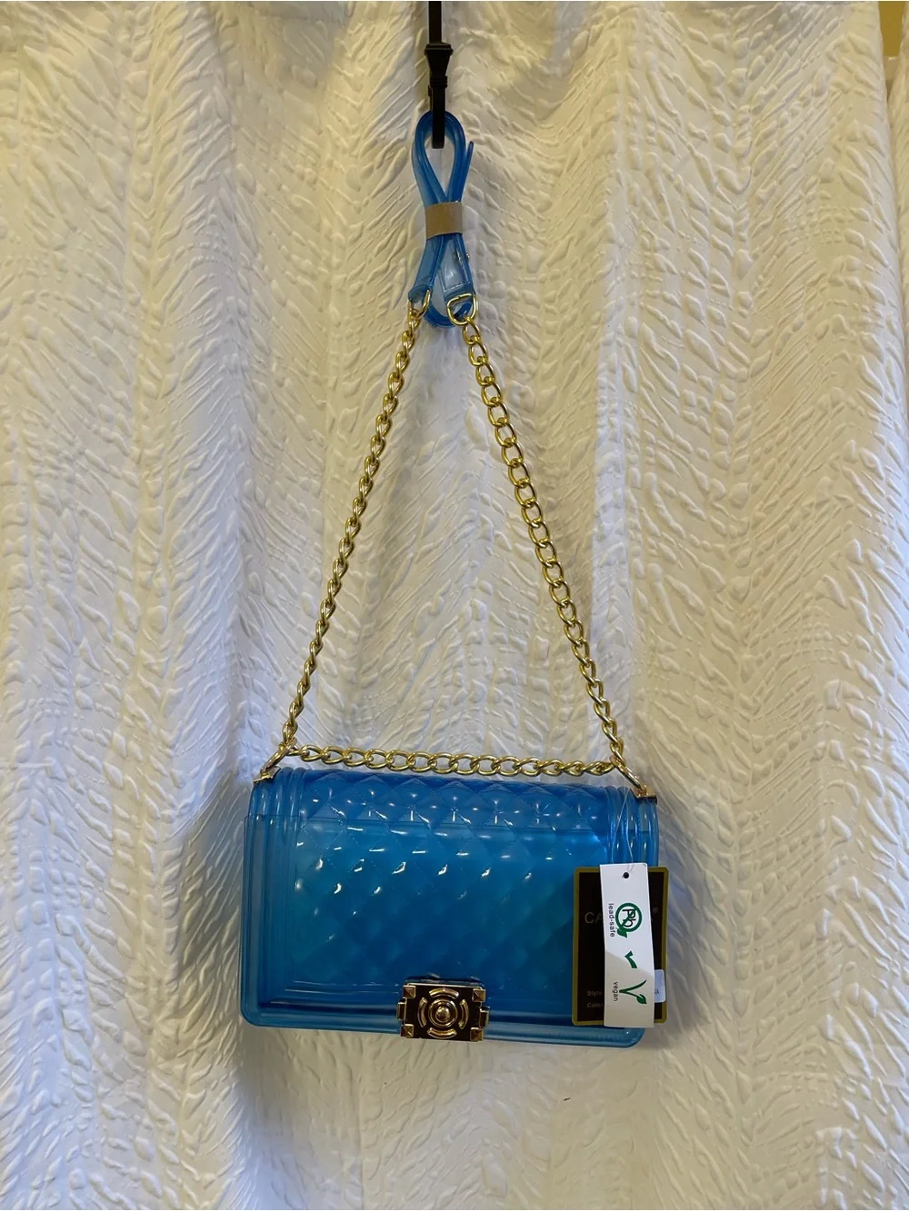 CALEESA Blue Quilted Jelly Chain Crossbody Bag - NWT **